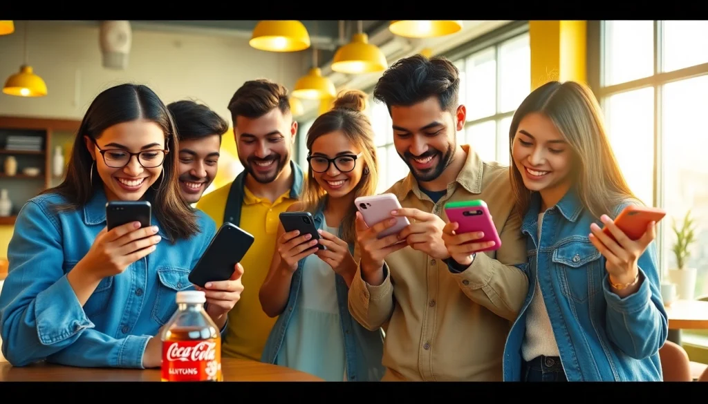 Users engaging with the All Yono App in a vibrant café setting.