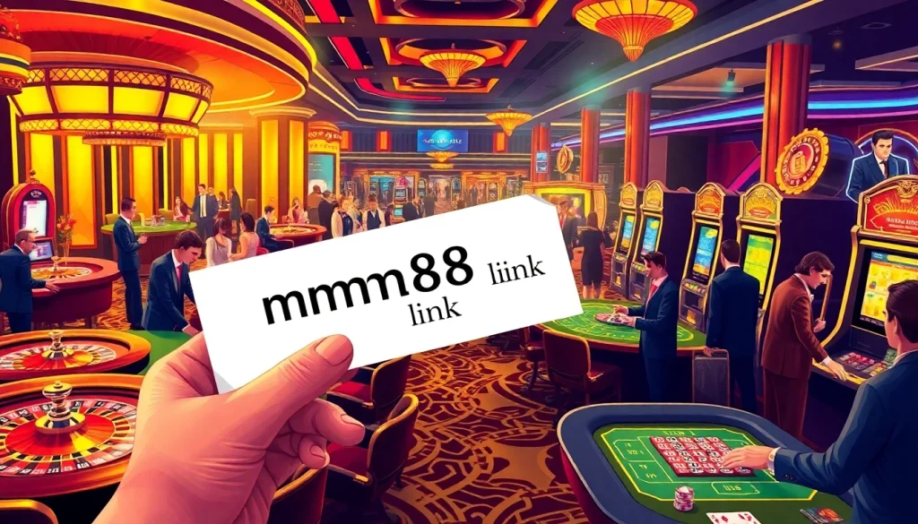 Players enjoying high-stakes games with mm88 link betting slips on the vibrant casino floor.